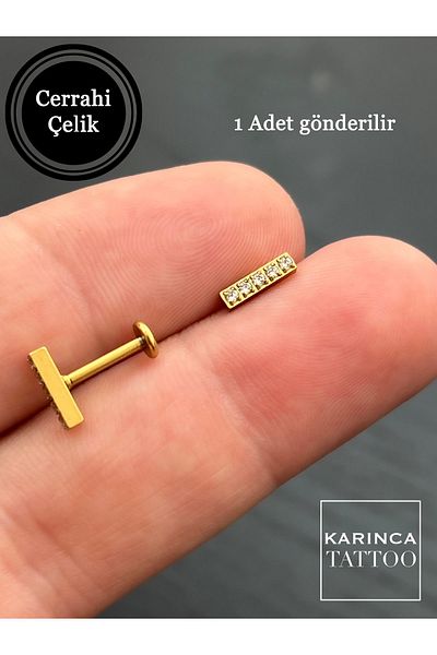 Karınca Piercing Baguette Jewelled Piercing Flat Conch Forward Helix Cartilage Tragus Piercing Earrings