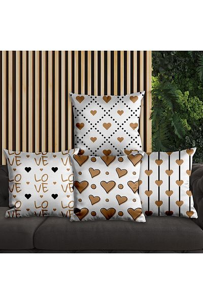 EJOYA 4-piece 45cm Heart Design Pillow and Throw Pillow Set - 113691