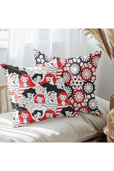 EJOYA Set de 2 perne de 45 cm cu design pozitiv - interior și husă de pernă 113567