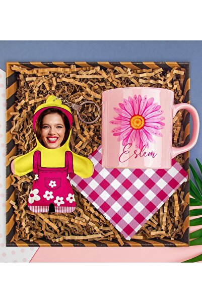 EJOYA Kişiye Özel Kupa & Bardak Altlığı & Fotoğraflı Peluş Anahtarlık Hediye ...