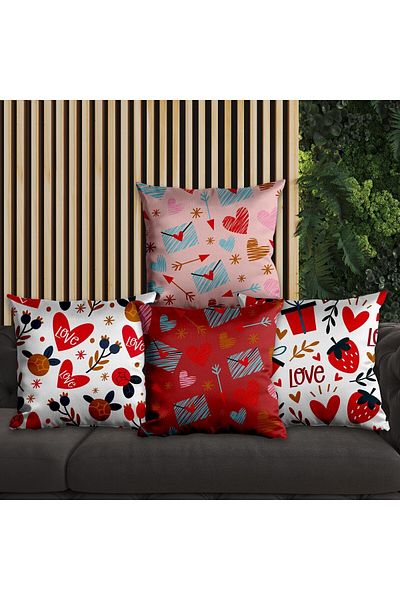 EJOYA 45cm Heart Design 4-piece Pillow and Throw Pillow Set - 113685