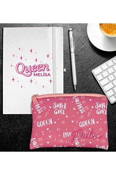EJOYA Hediyeji Kişiye Özel Defter Queen Kalem Ve Kalemlik Hediye Kutusu 111865