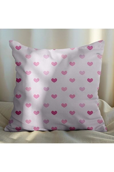 EJOYA 45cm Pink Heart Design Pillow Set - Inner and Throw Pillow Case 4 Pieces
