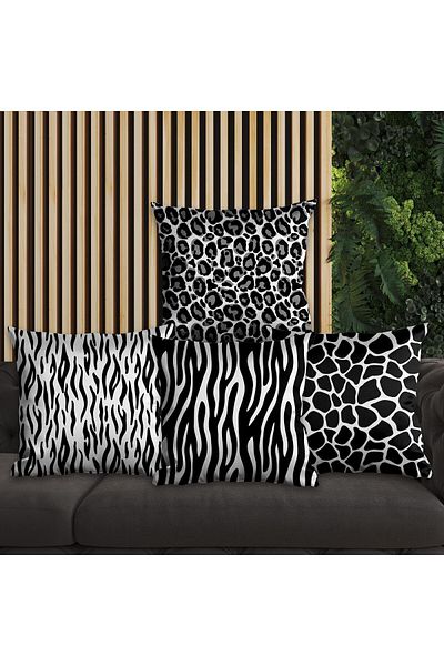 EJOYA Zebra and Leopard Patterned Pillow Set of 4 - 45cm 113852