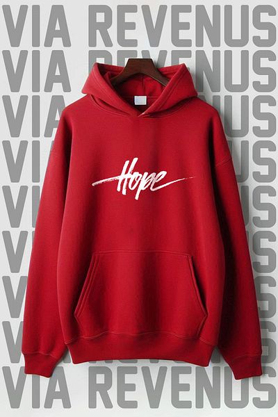 Vordevia Hope Printed Oversize Hooded Sweatshirt - Kangaroo Pocket, 3 Thread Raster