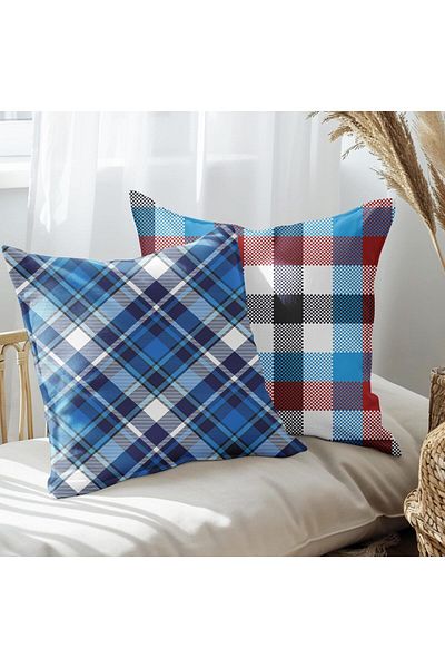EJOYA Set de 2 perne și perne cu design în carouri de 45 cm - 113409
