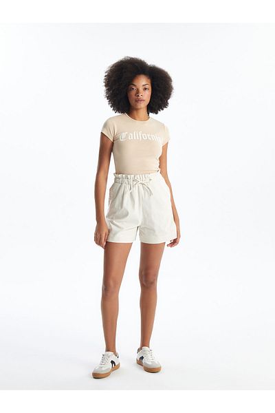 LC Waikiki Linen Blended Women's Shorts with Elastic Waist