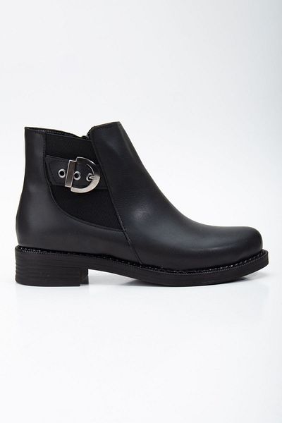 Tonny Black Μαύρη Thermo Sole - Γυναικείες μπότες με πλαϊνό ελαστικό, αγκράφα και χαμηλό τακούνι