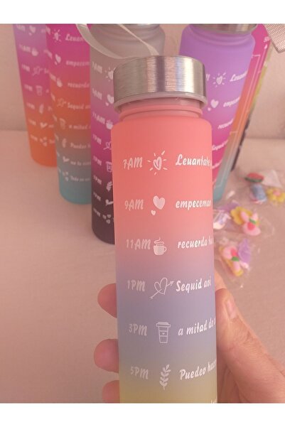 RENGARENK Motivasyonel Su Matarası,Tritan Spor Salonu Su Şişesi,Çok amaçlı 300 Ml Suluk