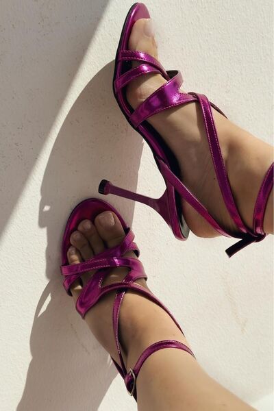 I Love Shoes Holita Parlak Deri Bilekten Bağlamalı Topuklu Ayakkabı Fuşya