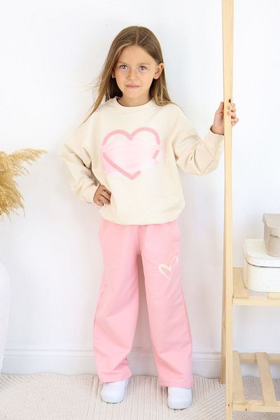 e-çocuk Girl's Lower Upper Set Heart Printed Pipe Leg 6824