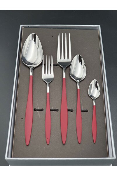 Yiğit مجموعة ملعقة شوكة ملونة من الفولاذ المقاوم للصدأ 18/10 مكونة من 30 قطعة من Elite