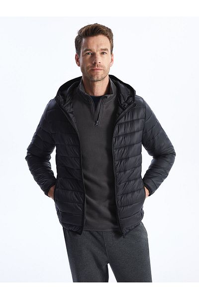 LC Waikiki Herren-Pufferjacke mit Kapuze – Standardform