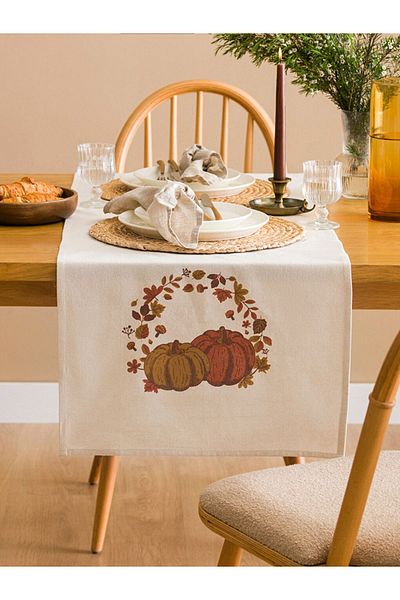 LC Waikiki Ecru Runner - Pumpkin Printed, 45X150 Cm, City