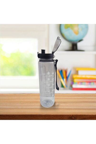 AHİR TİCARET 1000 ml Motivational Transparent Athlete-Student Water Bottle