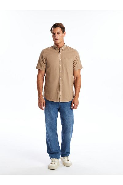 LC Waikiki Pánská košile Regular Fit ze směsi lnu - Krátký rukáv
