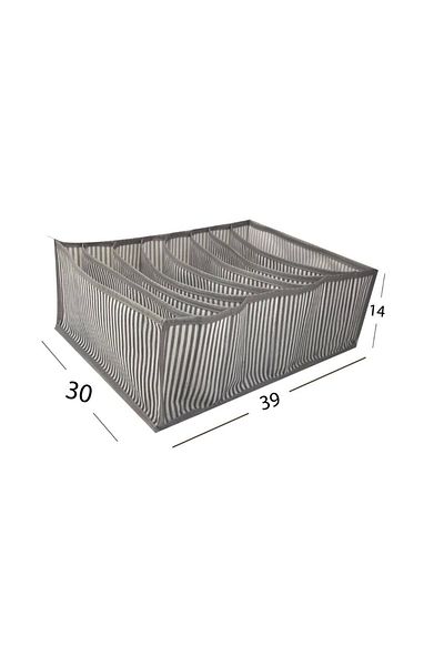 Textile sweet 8 Compartment Gray Striped Drawer Organizer 30x39x14