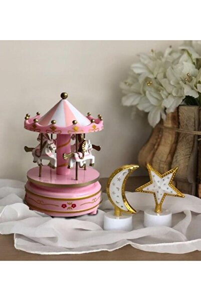 abnturk Pembe- Beyaz Dönen ve Müzik Çalan Atlı Karınca Oyuncak Çocuklar için Eğlenceli Oyuncak- Müzik Kutusu