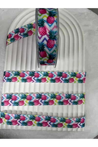 kalben accessories شريط ملون مطبوع بنقشة أناناس بطول 5 متر - 2.5 سم