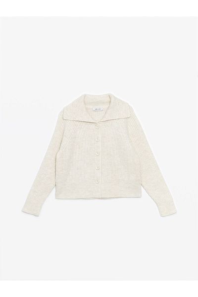LC Waikiki Dámský pletený Cardigan - bundový límec, texturovaný