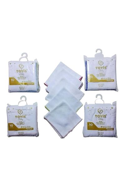 EYNA ANNE VE BEBEK TEKSTİL ÜRÜNLERİ 10 Pack Cotton Baby Mouth and Sweat Wipes - 28X28