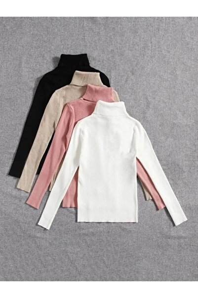 Milo Moda Ribbed Turtleneck Unisex Sweater Set of 4