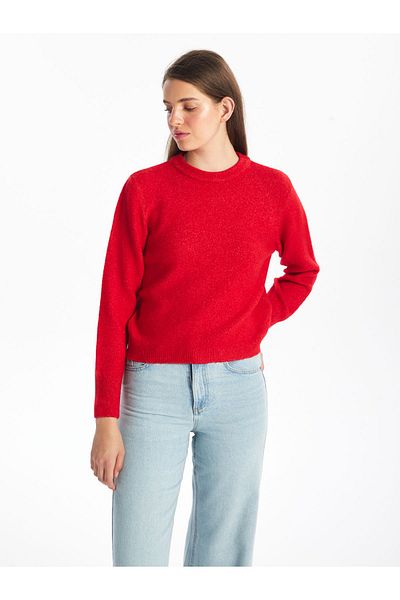 LC Waikiki Pulover de damă cu mânecă lungă, solidă, cu gât crew - W49706z8