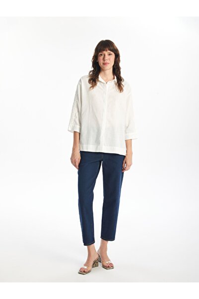 LC Waikiki Dámská vyšívaná popelínová košile