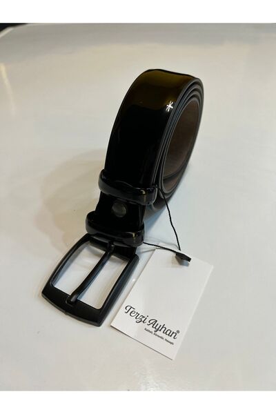 Terziayhan Costum de mire clasic din piele artificială cu centură