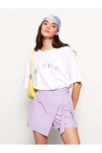 LC Waikiki Gabardine-Shorts-Rock für Damen – gerader Schnitt mit Taillenreißverschluss