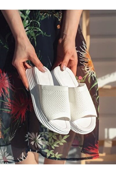 HKM shoes New Season Hole Knitwear Slippers White Stylish and Comfortable Sli...