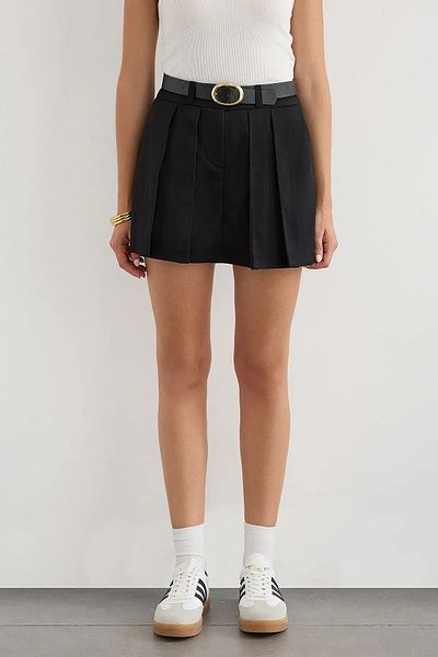 Hiccup Normal Waist Cotton Shorts-Skirt with Pocket Detail