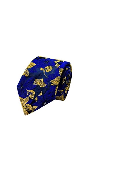 VENCHY ربطة عنق بنمط زهرة ذهبية من ساكس 7710-1k