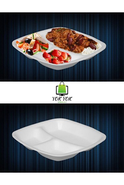 YOK YOK AMBALAJ 3 Gözlü Köpük Tabak 50 Adet