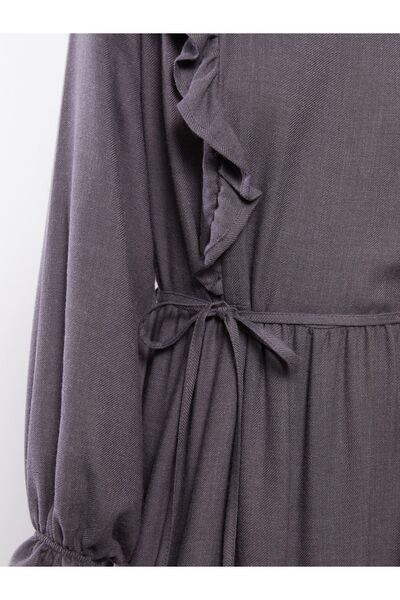 LC Waikiki Dámské šaty – výstřih, pevné, s dlouhým rukávem