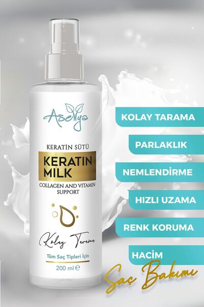 asellya sağlıklı yaşam Aselya Keratin Kolajen Saç Bakım Sütü 200 ml