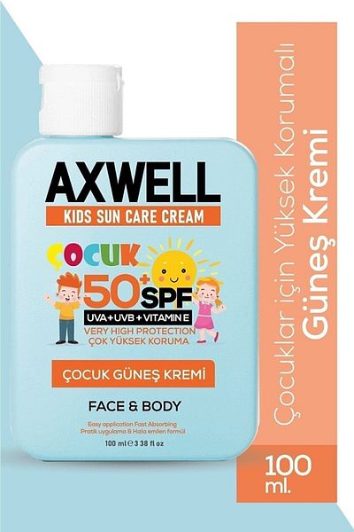 AXWELL Children's Sunscreen - High Protection + Vitamin E, SPF 50+ 100ml