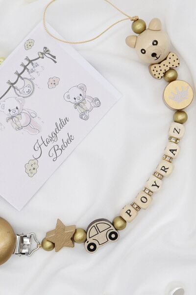 lilamtasarım Isimli Emzik Zinciri - Emzik Askısı - Bebek Hediyesi Bez023