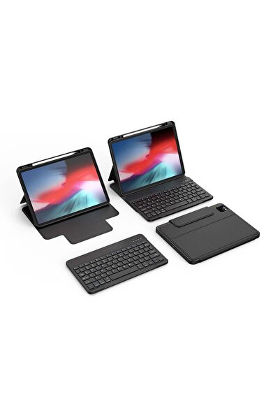 Fogy Apple iPad Pro 13 2024 Uyumlu Keybord Protective Gizli Kalem Bölmeli Klavyeli Kılıfı