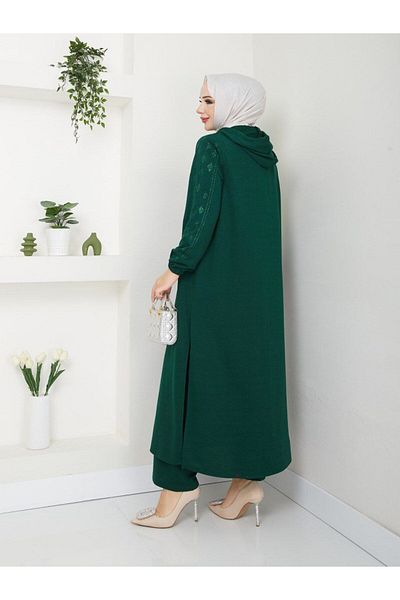 asyadabutik Plus Size Glitter Hooded Seasonal Hijab Trousers Set
