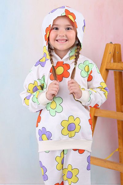 RONYPONY Girl's Hooded Set - Digital Printed