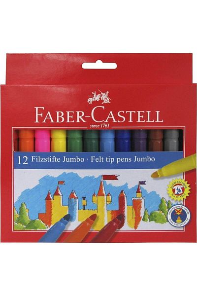 Faber Castell 12-Piece Jumbo Felt Tip Crayons
