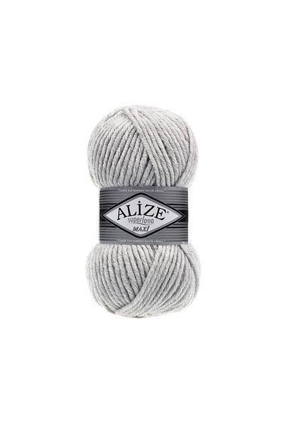 Alize Superlana Maxi Χοντρό Χειροποίητο Πλεκτό Σχοινί 208 Ανοιχτό Γκρι Μελανζέ