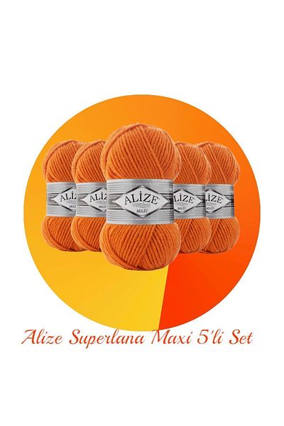 Alize Superlana Maxi Σετ 5 Χοντρό Πλεκτό Σχοινί 225 Πορτοκαλί