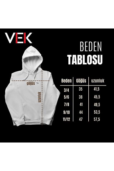 Uniquetex Детски суитшърт с качулка и турски щампи - VEK Hoodie