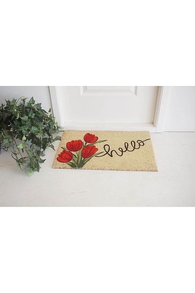 ORCHID HELLO BLEACH PRINTED COIR DOORMAT 40X60 CM