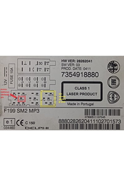 Class Linea Doblo Gurundig Dephi Markalı Ekrana Aux Yazısı Çikan Teypler Için Aux Usb Bluetooth Mp3 Kit