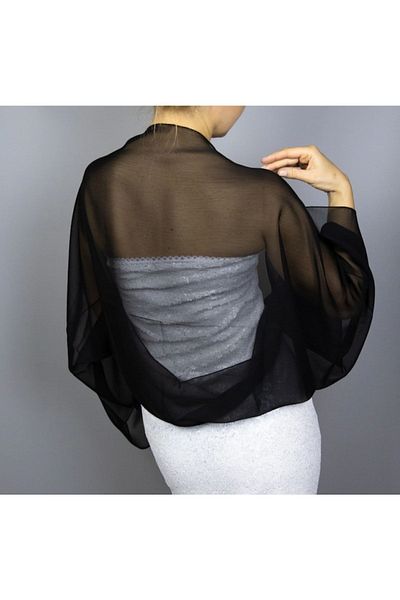 es moda shop Amylee Chiffon Shawl Bolero Black