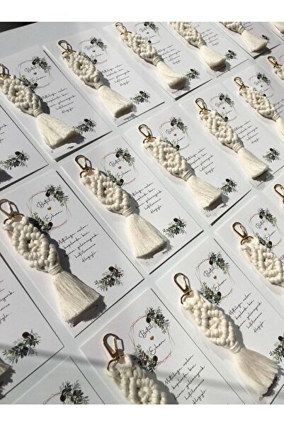 Larmina Decoration 20'li Makrome Anahtarlık, Nikah Söz Nişan Doğum Için Hediy...
