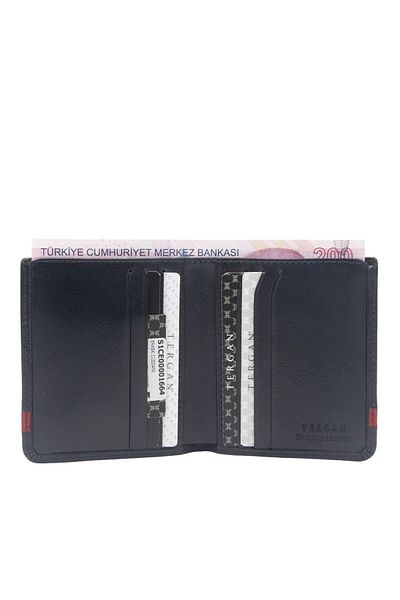 Tergan Men's Leather Wallet Navy Blue/Red - 1664Z47